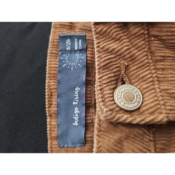 Indigo Rising Brown Corduroy Pants Size 3/26 Button Zipper Fly Straight Leg - Picture 4 of 5